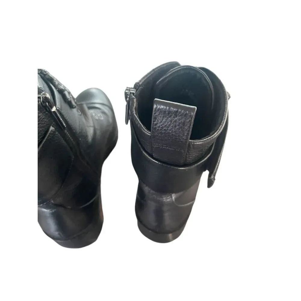 Karl Lagerfeld Pipa Crystal Embellished Platform Ankle Boots Black 9.5 Moto - Picture 3 of 10